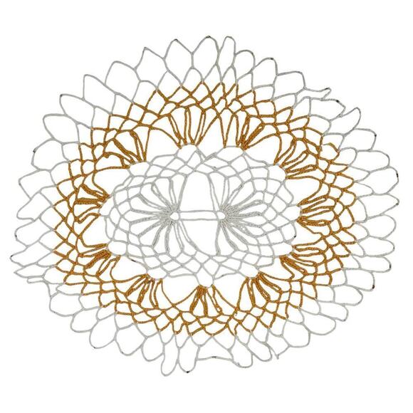 Vintage Doilies Crochet Set of 3 Wide Knit Yellow Orange White - Picture 8 of 10